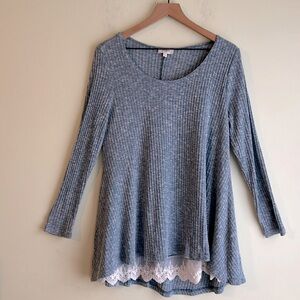 Umgee Lace Front High Low Tunic